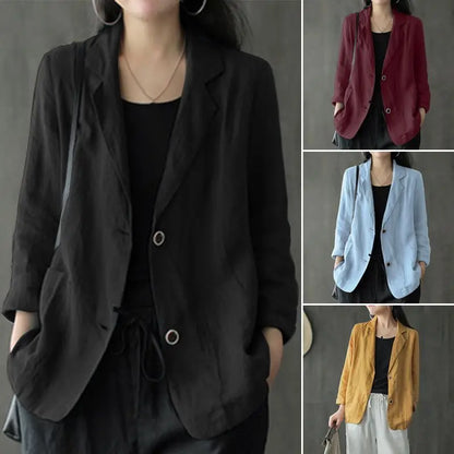 Elegant Solid Blazer Women Autumn Overcoats ZANZEA 2023 Casual Long Sleeve Single Button Coats Female Lapel Outwears Oversized
