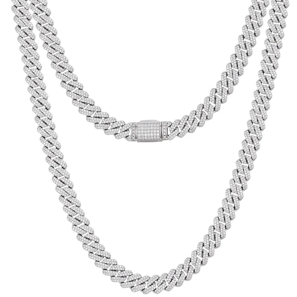 FLEXKING Moissanite Cuban Necklace for Men Women 6MM D Color VVS1 Iced Out Moissanite Miami Cuban Link Bracelets Box Clasp