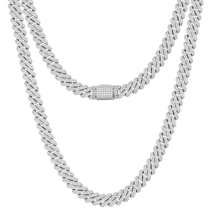 FLEXKING Moissanite Cuban Necklace for Men Women 6MM D Color VVS1 Iced Out Moissanite Miami Cuban Link Bracelets Box Clasp