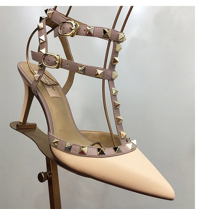 Nude Black Woman heeled sandals Summer Slingbacks High Heels luxury Leather Fashion Brand Designed sandals elegant Prom Shoes