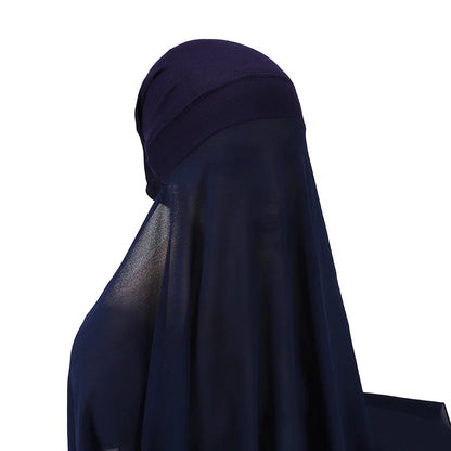 Muslim Women Bonnet + Chiffon Shawl Instant Under Scarf Cap Islam Inner Scarf Headband Stretch Hijab Cover Headwrap Turbante