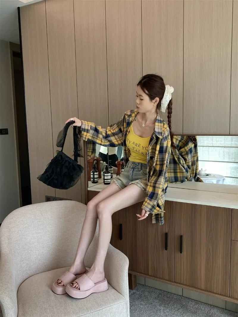 Women Platform Slippers Fashion Wedge Heeled Sandals Luxury Suede Casual Slides Summer New Beach Shoes for Women Sandalias Mujer