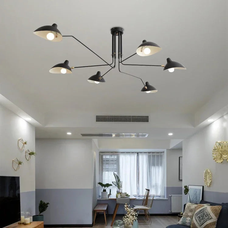 Industry Ceiling Lamp Nordic Black Spider Light Led Iron Black Ceiling Light for Home Decor Living Room Led Chandeliers Lights