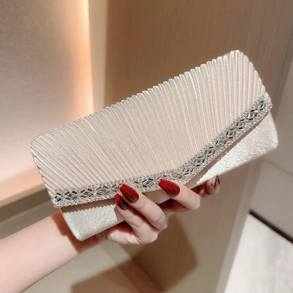 Women Evening Clutch Bags Elegant Luxury Female Silver/Black/White Clutch Wedding Purse Party Handbag Ladies Chain Shoulder Bags