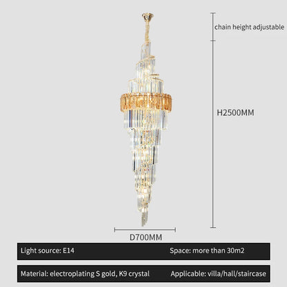 Light Luxury Large Chandelier Spiral Staircase Chandelier Luxurious And Atmospheric Duplex Villa Hotel Lobby Chandelier