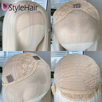Light Silver Grey Lace Front Wig Long Body Wave Synthetic Hair Daily Wear Ash Platinum Wigs 13x4 Glueless Heat Resistant Fiber