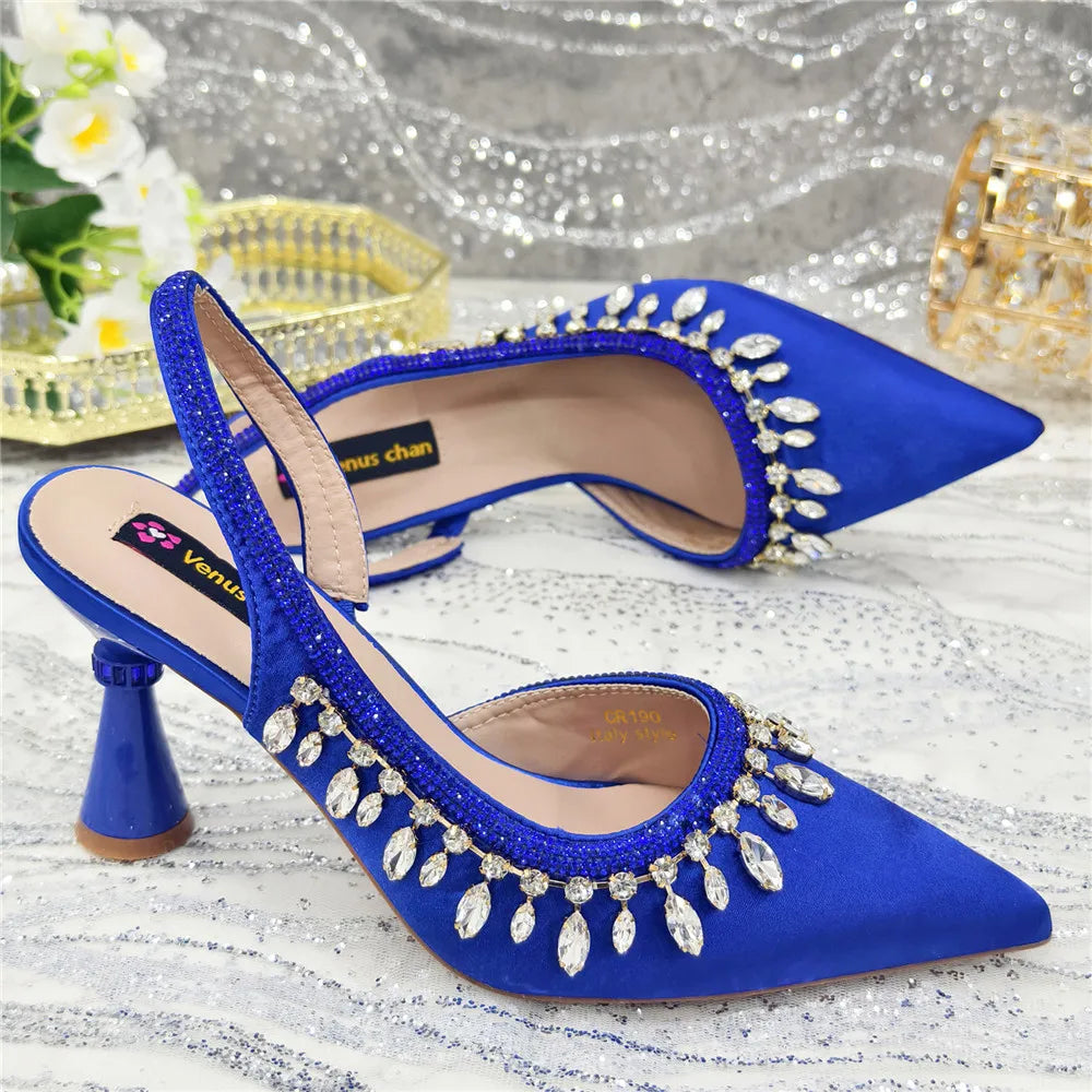 Designer Shoes Women's Luxury 2026 Elegant Crystal Women's Shoes Italian Women's Wedding Rhinestone Nigeria Party Wedding Pump