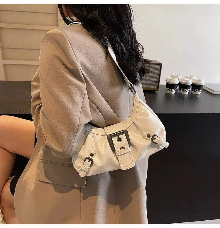 Y2K Retro Pleated Hobo Shoulder Bag for Women Hot Selling Maillard Style Underarm Bag Clutch Handbags for Travel Work Shopping