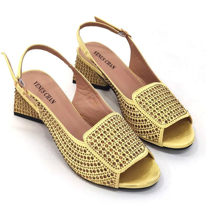 High Heels Shoes for Women Embroidery Rhinestone Italian Design Blue Color Pointed Toe Shoes and Bags Set Fashion