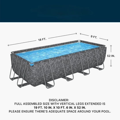 APX 365 18' x 9' x 52" Above Ground Pool, Rectangular Metal Frame Outdoor Swimming Pool Set with Sand Filter Pump,, Customized