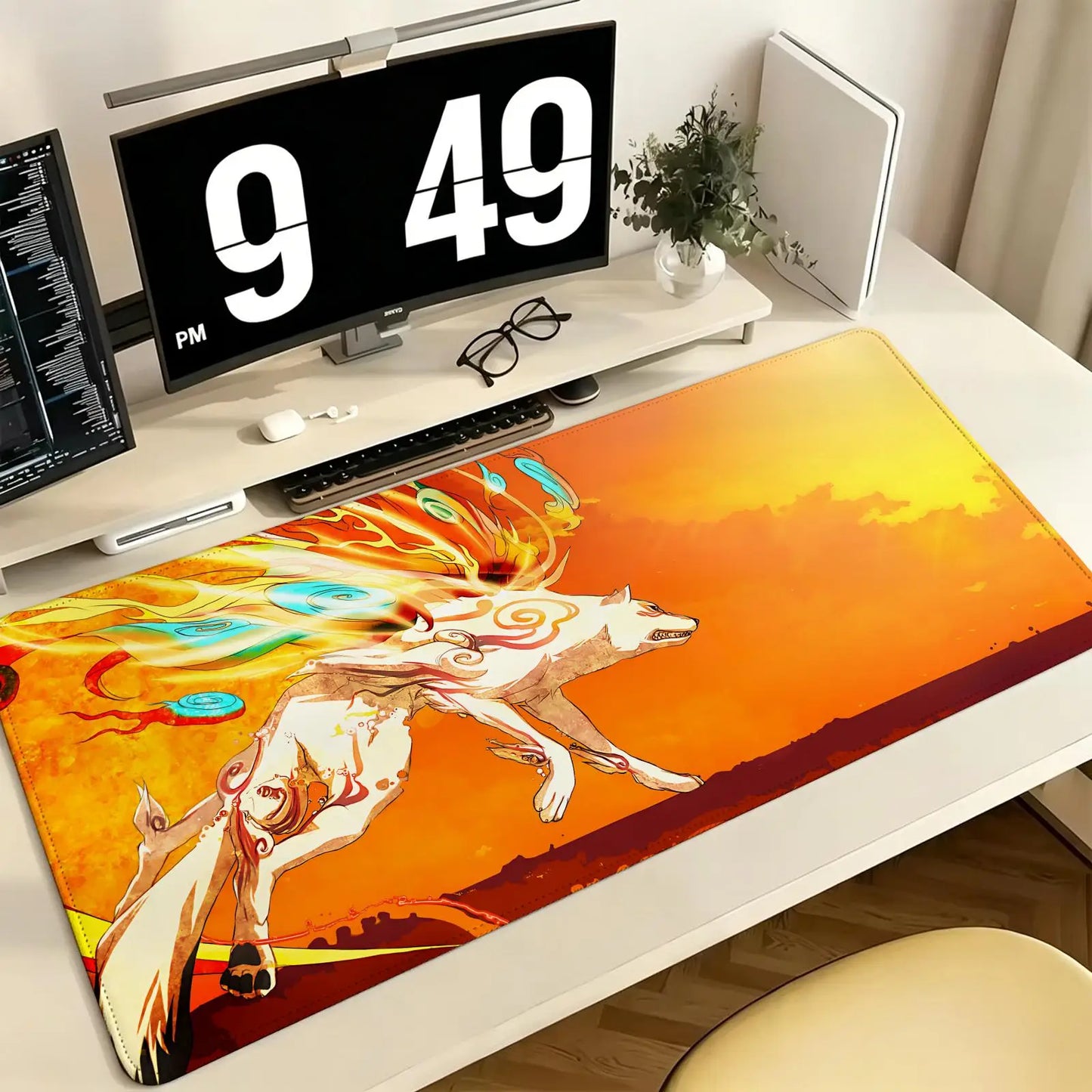 Pro E-Sports XXL Gaming Mousepad Extra Large Non-Slip Stitched Edge Keyboard Laptop Desk Mat For PC Gamer Cartoon Okami