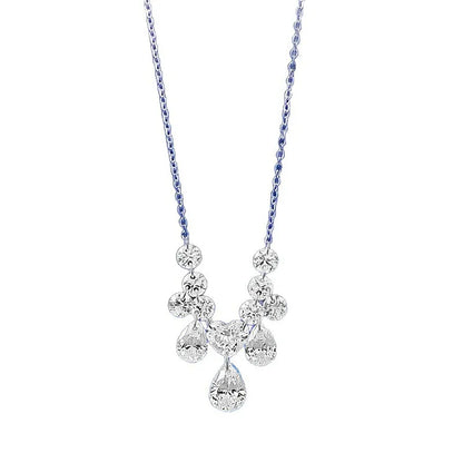 Luxury 18K white Solid Platinum PT950 certifid multi-diamond love water drop necklace female dinner bride date clavicle chain