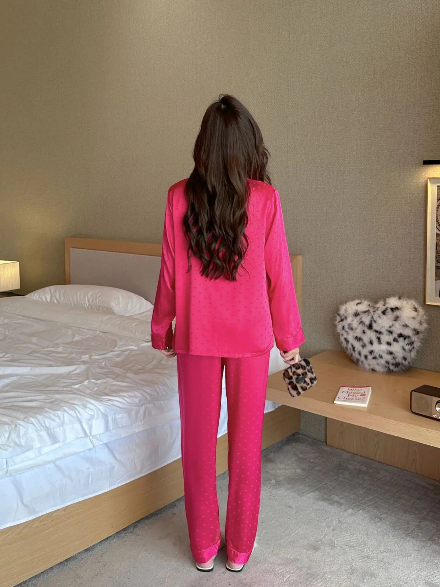Women's New Arrival Silk-Feel Ice-Silk Lightweight Long-Sleeve Pajama Set Two-Piece Comfortable Homewear Suit