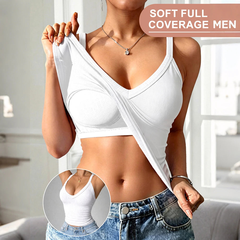Women's Ribbed Tank Tops Knitted Cropped Tops Deep V-Neck Slim Fit Camisole Y2K Corset Vest Casual Summer Basic Tee Tops