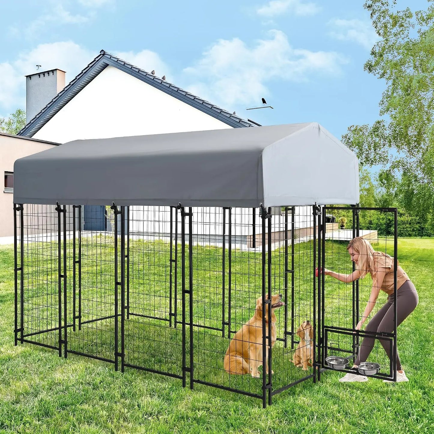8x4x6 FT Outdoor Dog Kennel,UV Resistant Waterproof Pet House Enclosure,Cage for Large Dogs,Outside Use, Custom