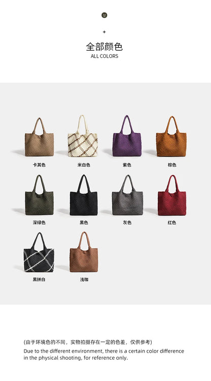 Large size women's tote bag Women's fashion bags 2024 Hot product Neoprene material women's hand-woven bag Large volume Tote bag