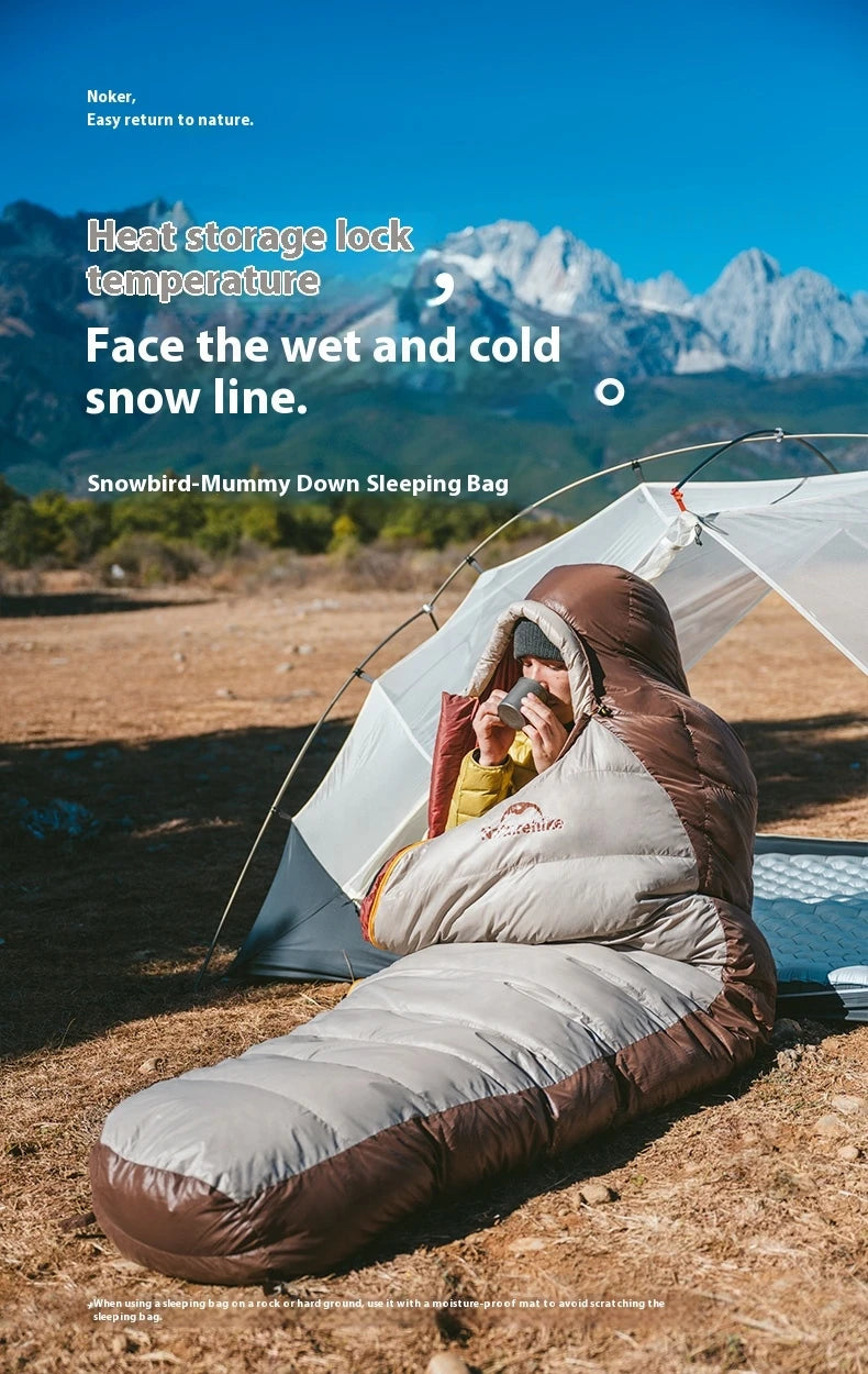 Naturehike Snowbird Mummy Sleeping Bag SP400/SP550/SP700/SP1000 for Outdoor Hiking Travel Winter Warm Duck Down Sleeping Bag