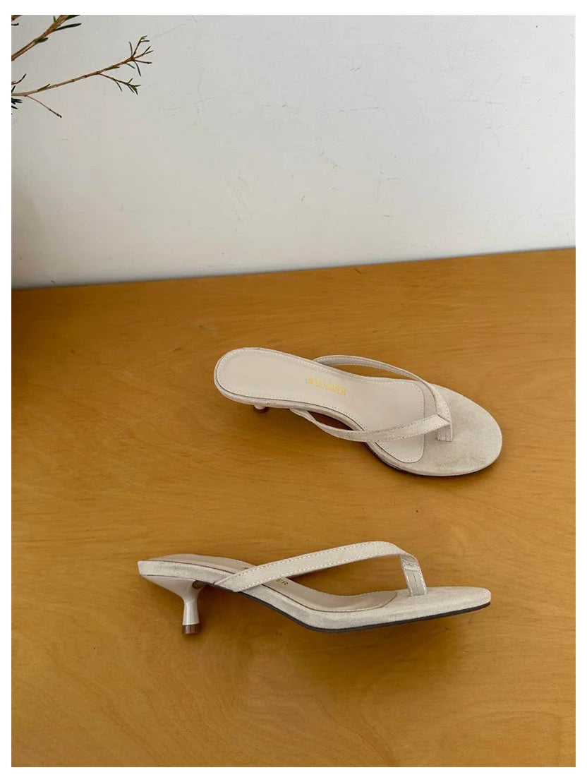 2026 New Summer Thin Heels Slippers Sandals Narrow Band Slides Ladies Shoes Fashion Women Pumps Flip Flops Luxury Slippers Shoes
