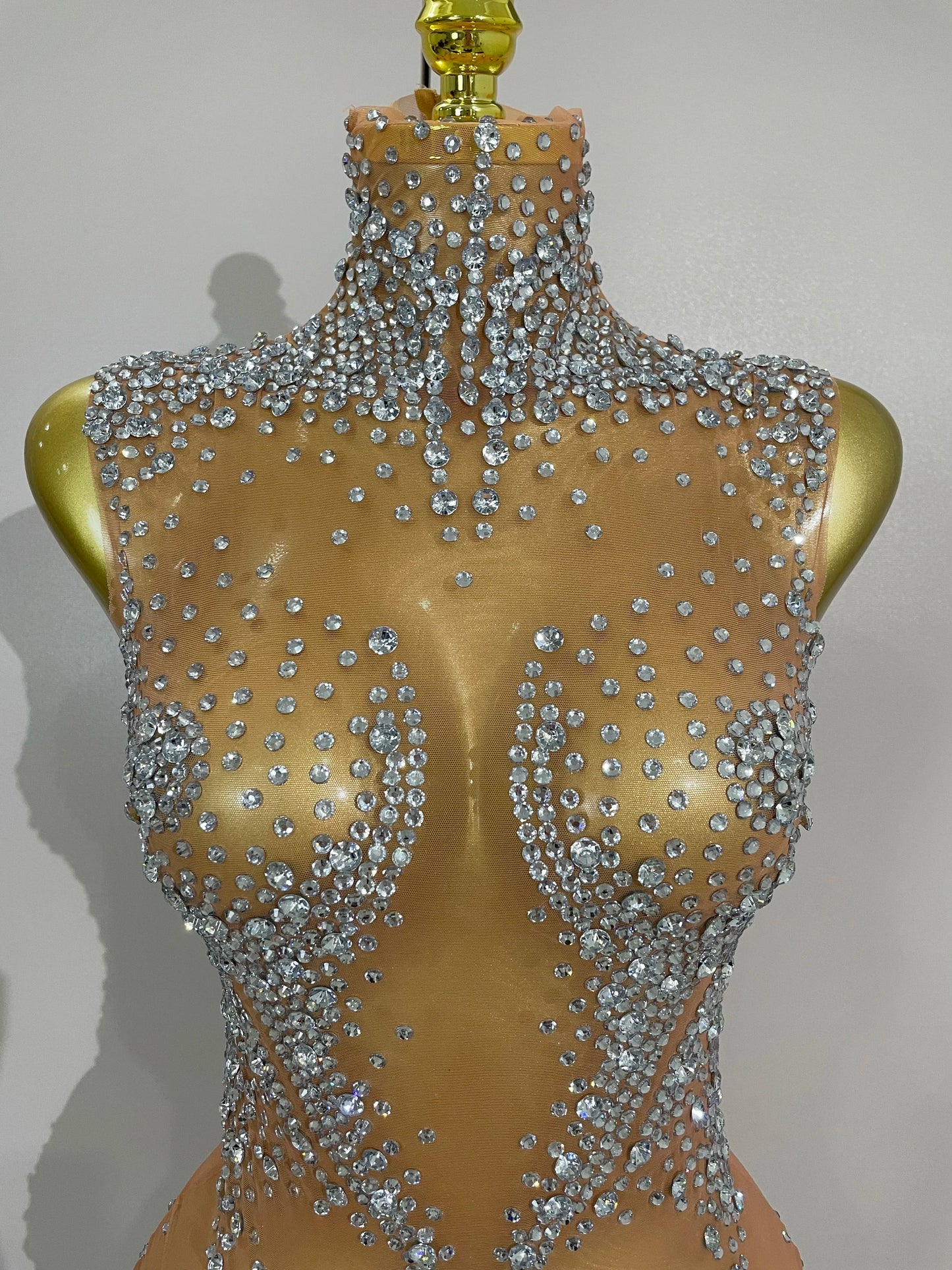 Sexy Stage Sparkly Rhinestone Mesh See Through Crystal Bodysuits Women Luxury Birthday Dancer Nightclub Bar Performance Outfit