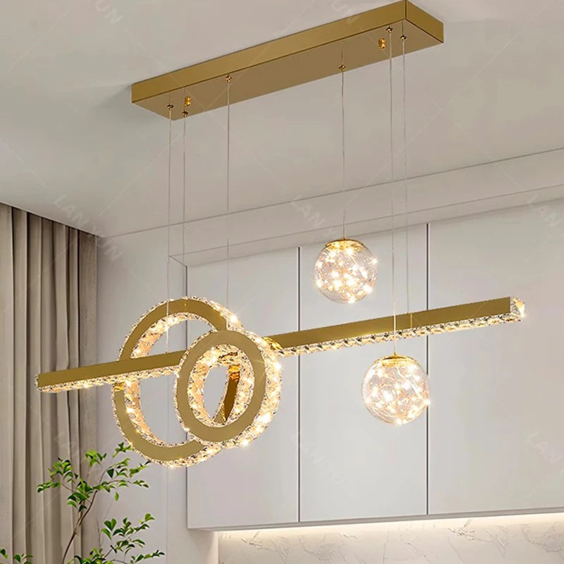 Modern home decoration salon lamps for living room smart crystal Pendant lights dining room indoor lighting