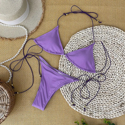 Bathing Suit Women Micro Bikini Sexy Swimsuit Female Swimwear Solid Mini Bikini Set Brazilian Biquini Swimming Suits Beachwear