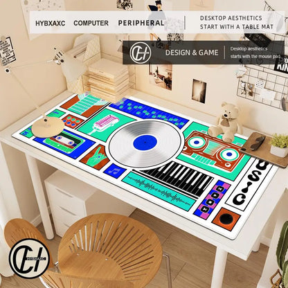 HYBXAXC Audio Cassette Large Mouse Mat Art Mousepad Big Rubber Base Mouse Pad Music Deskpad Extended Mat 400x900 Office Tablepad