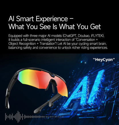 LIGE New Smart Glasses 800W Pixels Camera  1080P Video Waterproof Outdoor Cycling UV protection Bluetooth Call Smart Sunglasses