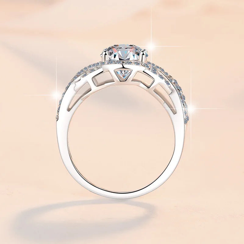Selling Moissanite 925 Sterling Silver Ring D Color VVS 2 Carat Oval Diamond Finger Band GRA Certified Fashion Jewelry