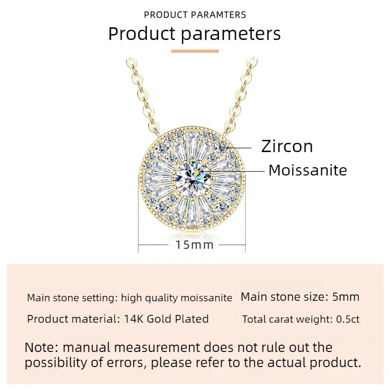 5mm Moissanite Diamond Necklace Round Light Luxury Pendant Chain for Women D Color VVS1 Exquisite Wedding Party Jewelry Gift