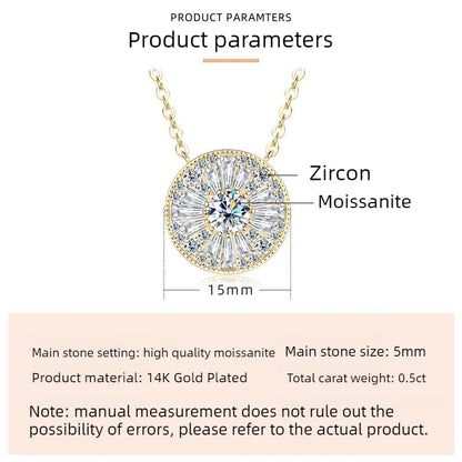 5mm Moissanite Diamond Necklace Round Light Luxury Pendant Chain for Women D Color VVS1 Exquisite Wedding Party Jewelry Gift