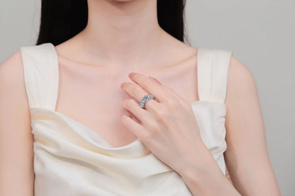 Women's PT950 Platinum 1CT Moissanite Ring - Rectangular Bevel Style, Luxury Gorgeous, High-End Festival Gift & Unique