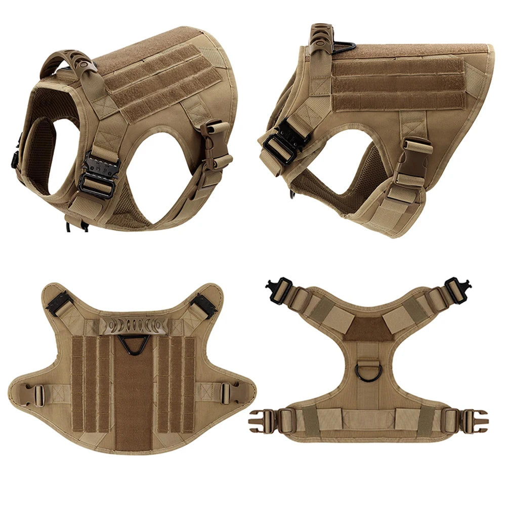 Tactical Dog Harness Collar Leash Molle Pouches For Medium Large Dogs Pet German Shepherd Training Walking Vest Dog Harnesses