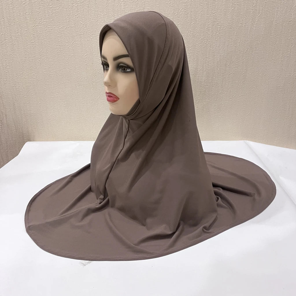 H124 Adults high quality big size muslim hijab scarf with chin part islamic headscarf hats armia pull on headwrap turban caps