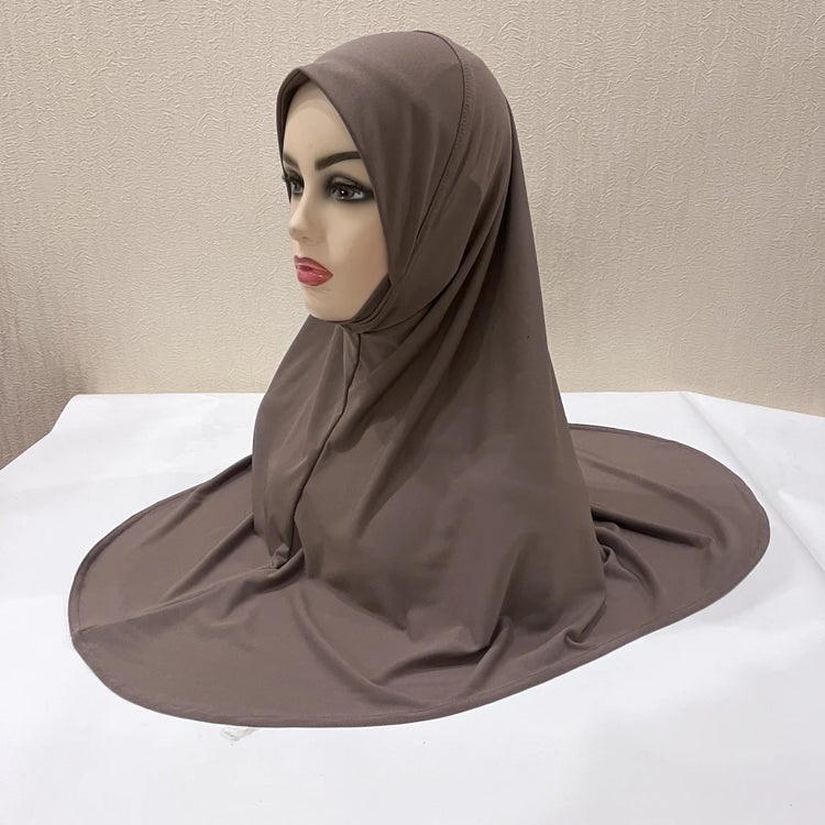 H124 Adults high quality big size muslim hijab scarf with chin part islamic headscarf hats armia pull on headwrap turban caps