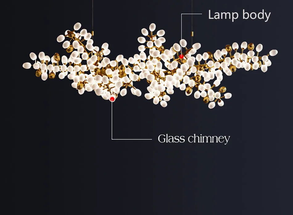 Nordic Luxury Grapes Bunch Hanging Chandelier Lamp for Dining Room Living Room Loft Villa Hotel Hall Decor Pendant Lights
