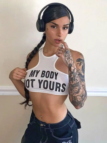 Summer Fashion Sexy Clashing Colors Women Clothing Casual Slim Hollow Round Neck Sleeveless Tank Top Women Monogram Y2k Top