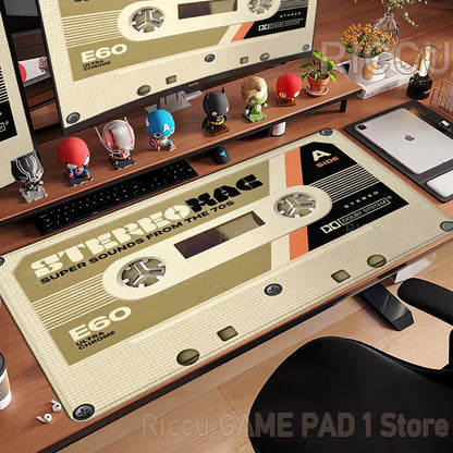Retro VHS Style Xxl Mouse Pad Computer Large Size Mousepad Non-slip Gamer Keyboard Mausepad 90x40cm Art Design HD Deskmat Carpet