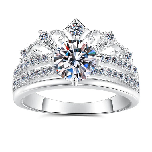 Pure hypoallergenic substrate encases 2ct moissanite for women’s four-prong crown luxury ring with soft PT950 platinum sheets