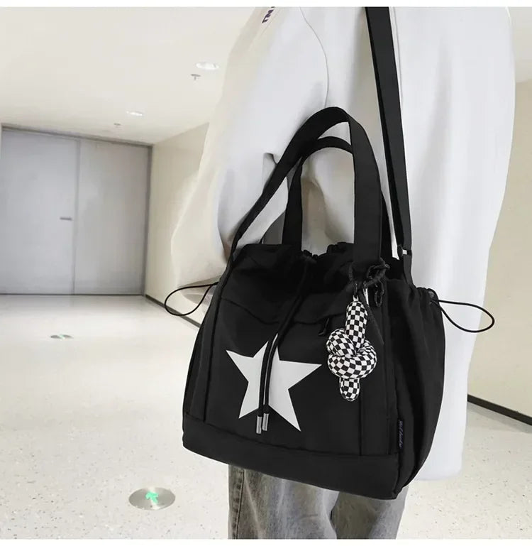 Women New Crossbody Bag Wholesale Large Capacity Couple Shoulder Bag New Casual Nylon Tote Bag Luxury Drawstring Handbag 2025