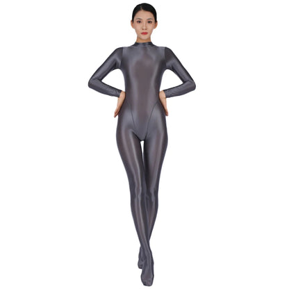 Sexy Women Yoga Shaper Tight Wear Oil Glossy Shiny Elastic Bodysuit Sheer See Through Rompers Jumpsuits Candy Color