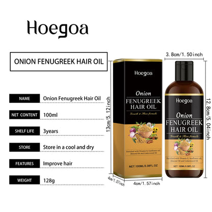 HOEGOA 100ml Onion Fenugreek Hair Oil Promote Hair Growth Prevent Hair Loss Nourish Scalp Mild Ingredients Fenugreek Hair Oil