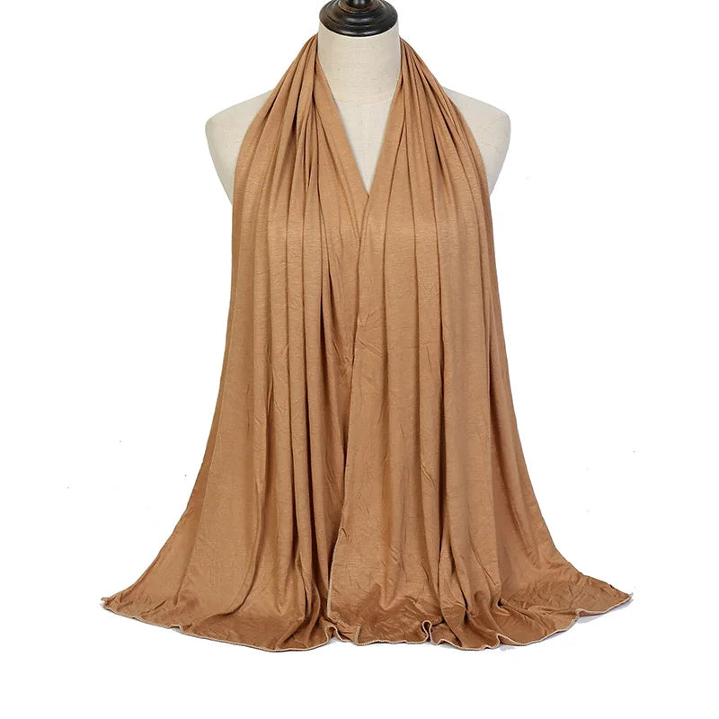 Ramadan Modal Cotton Jersey Hijabs For Woman Long Muslim Shawl Plain Soft Turban Niqab Head Wraps Scarf Women Hijab