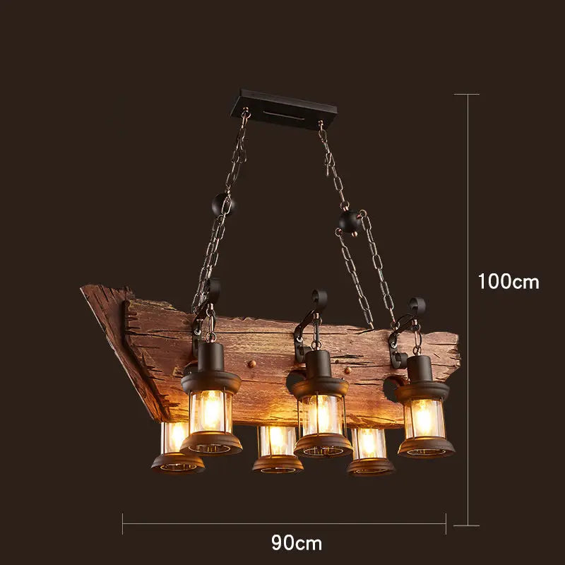 Retro Wood E27 LED Ceiling Lamp Antique Industrial Chandelier Lighting LOFT Bar luminaire Vintage Pendant Lights lustre