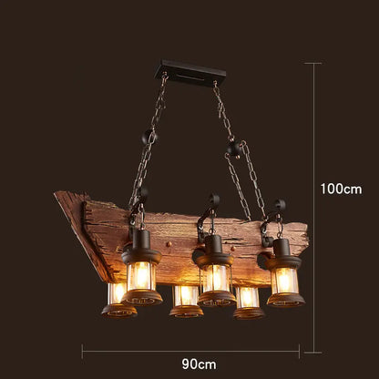 Retro Wood E27 LED Ceiling Lamp Antique Industrial Chandelier Lighting LOFT Bar luminaire Vintage Pendant Lights lustre