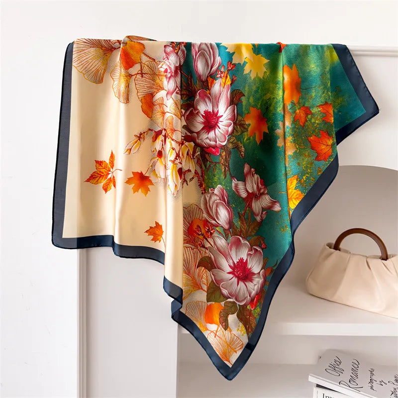 70*70cm Zebra Stripes Print Head Scarf for Women Silk Square Scarves Foulard Bandana Fashion Decorate Hijab Female Neckerchief