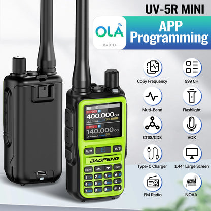 1/2PCS BAOFENG UV-5R Mini Walkie Talkie Dual PTT Wireless Bluetooth Programming Multi-Band Type-C Charge Long Range Ham Radio