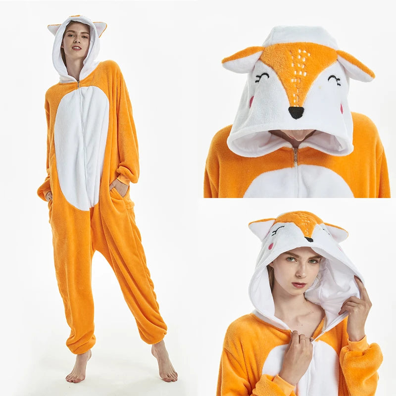 S M L XL Women One-piece Pajama Plush Flannel Jumpsuit Adult Winter Kigurumi Anime Onesies Halloween Unicorn Cosplay Costumes