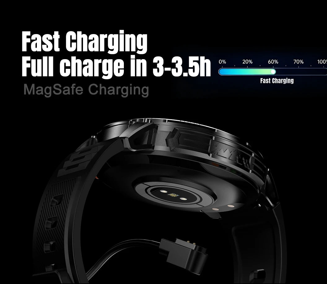 New Military Men's Outdoor Sport Smart Watch 1400mAh Battery BT Call Flashlight IP68 Waterproof 1.7' HD Large Screen Men Watch