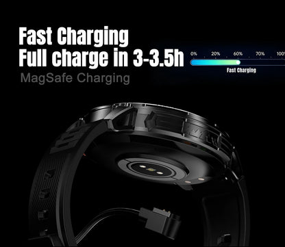 New Military Men's Outdoor Sport Smart Watch 1400mAh Battery BT Call Flashlight IP68 Waterproof 1.7' HD Large Screen Men Watch