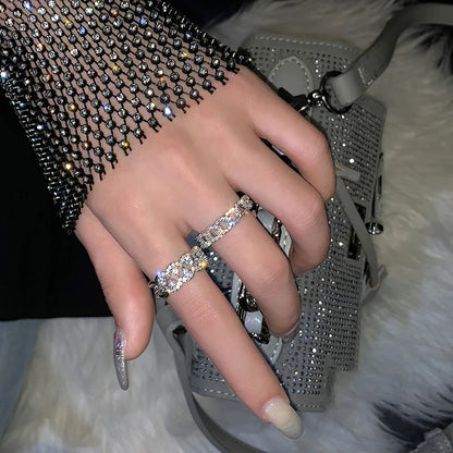 VENTFILLE 925 Sterling Silver Geometric Multilayer Round Bead Ring Female Fashion Punk Temperament Prevent Allergy Charm Jewelry